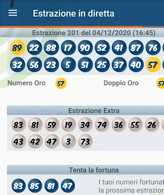 Screenshot Estrazioni del 10 e lotto 2